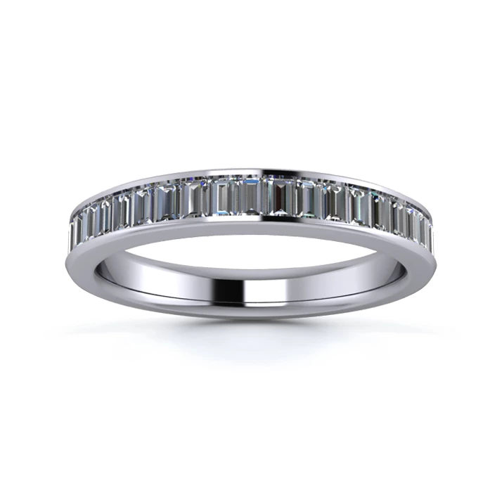 Platinum 3mm Half Portrait Baguette Channel Diamond Set Ring
