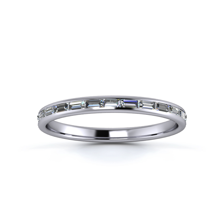Platinum 2mm Half Landscape Baguette Channel Diamond Set Ring