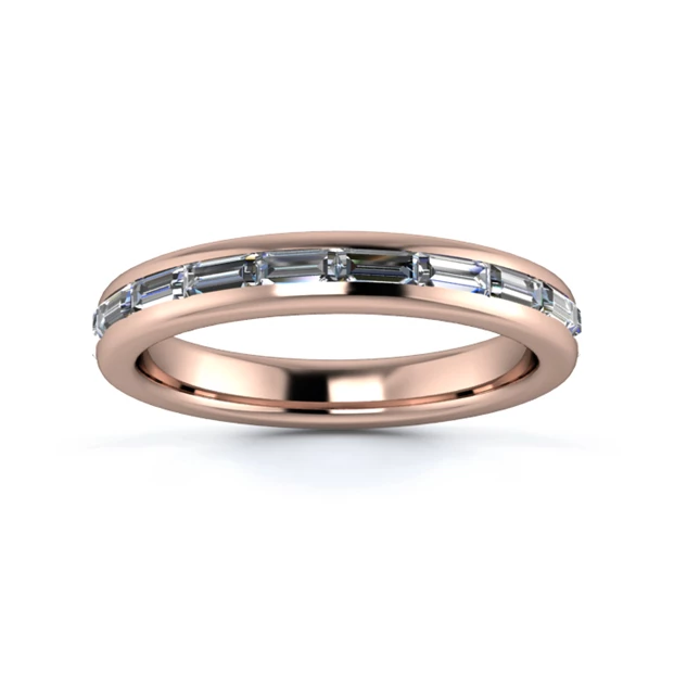 18K Rose Gold 3.1mm Full Landscape Baguette Channel Diamond Set Ring
