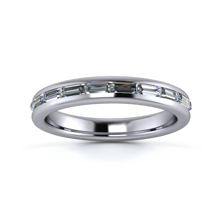 Platinum 3.1mm Full Landscape Baguette Channel Diamond Set Ring