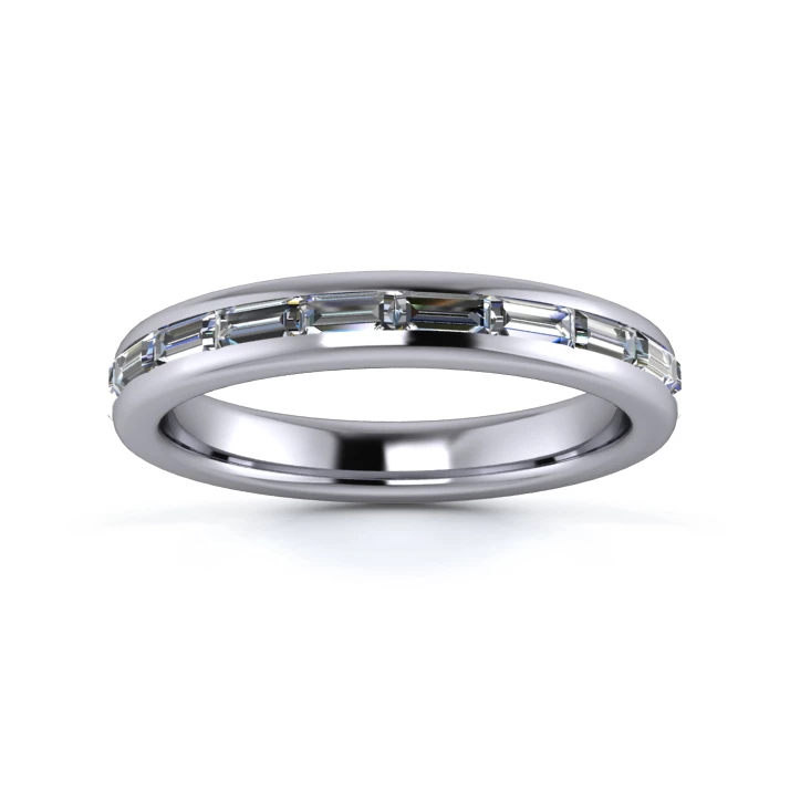 Platinum 3.1mm Half Landscape Baguette Channel Diamond Set Ring
