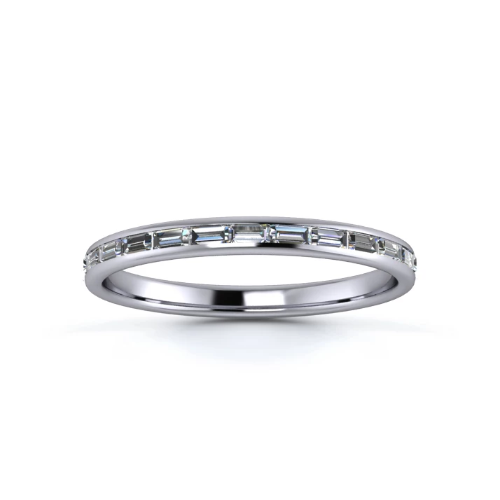 Platinum 3.1mm Three Quarters Landscape Baguette Channel Diamond Set Ring