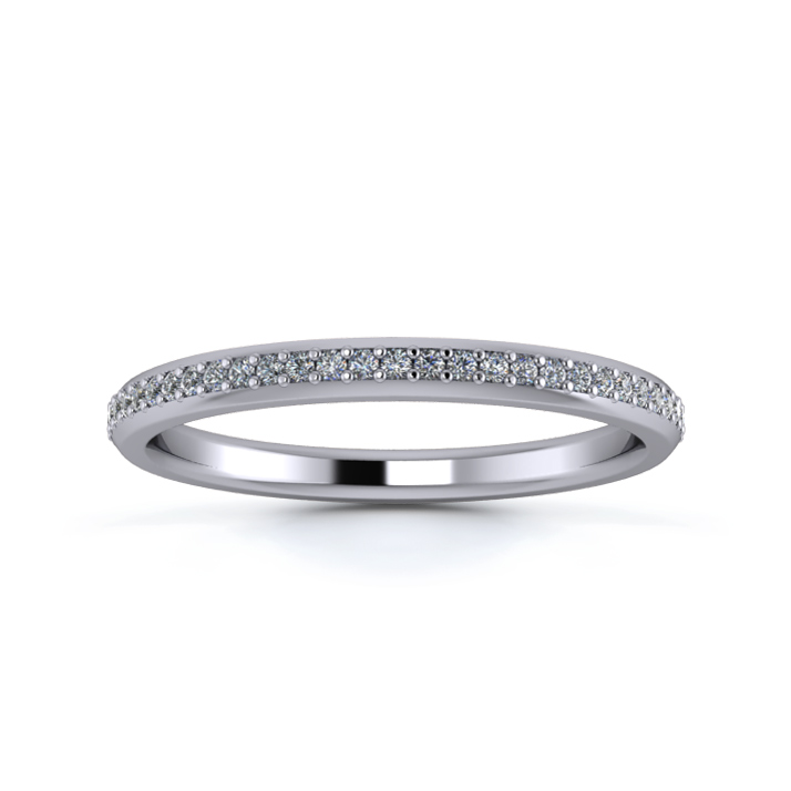 Platinum 2mm Full Grain Diamond Set Ring