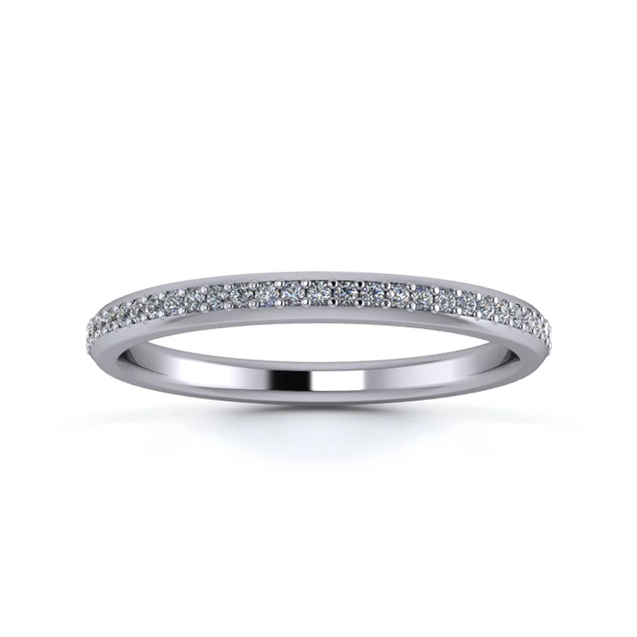 Platinum 2mm Full Grain Diamond Set Ring