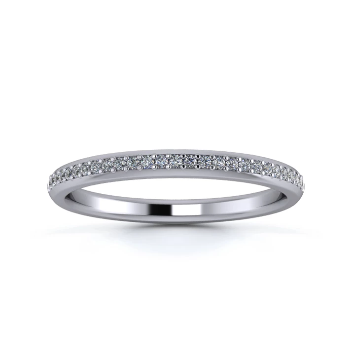Platinum 2mm Half Grain Diamond Set Ring