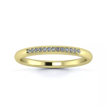 18K Yellow Gold 2mm Quarter Grain Diamond Set Ring