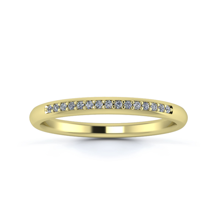 18K Yellow Gold 2mm One Third Grain Diamond Set Ring
