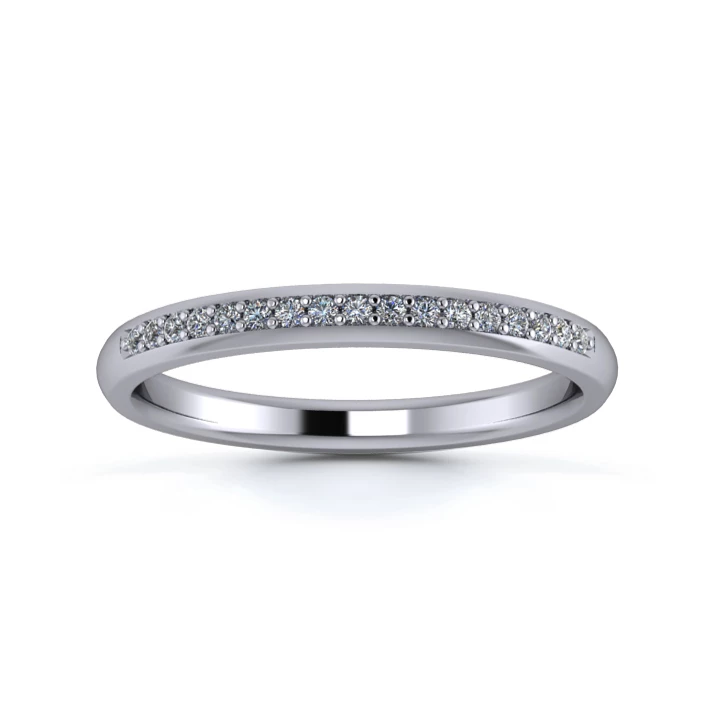 Platinum Grain 2.2mm One Third Diamond Set Ring