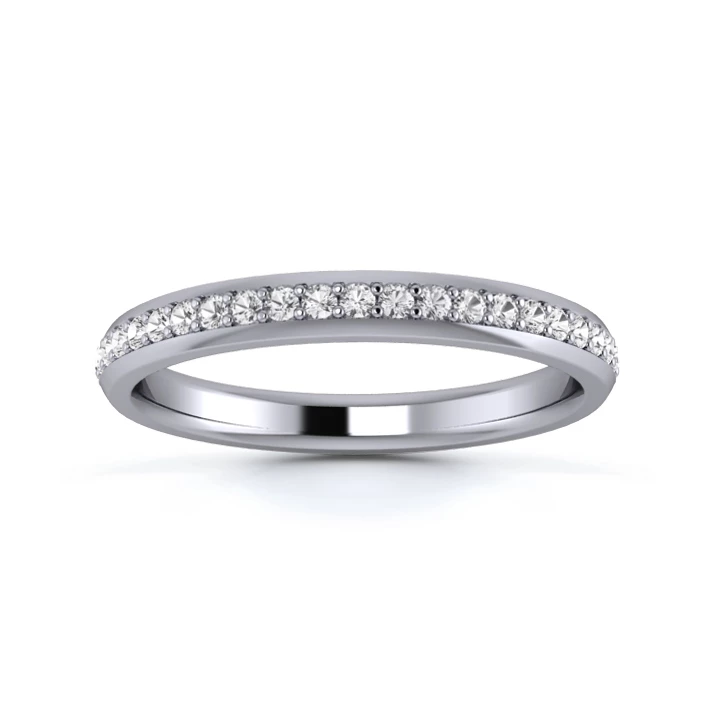 Platinum 2.5mm Full Grain Diamond Set Ring