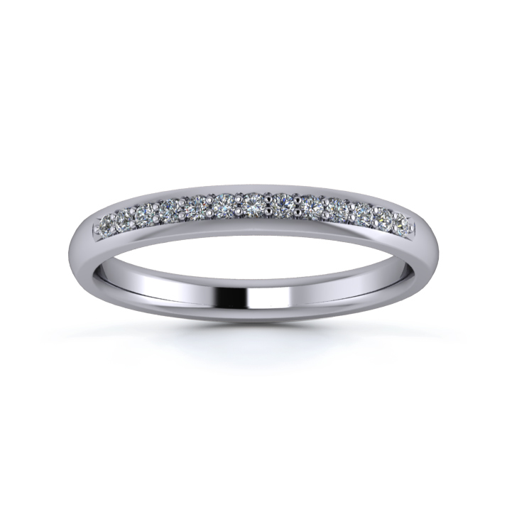 Platinum 2.5mm One Third Grain Diamond Set Ring