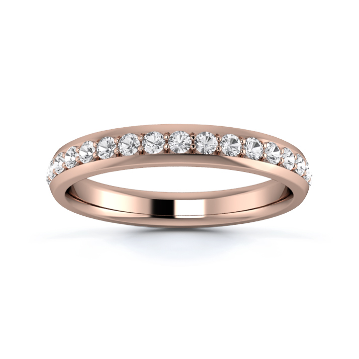 18K Rose Gold 3mm Half Grain Diamond Set Ring