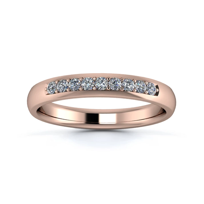 18K Rose Gold 3mm Quarter Grain Diamond Set Ring