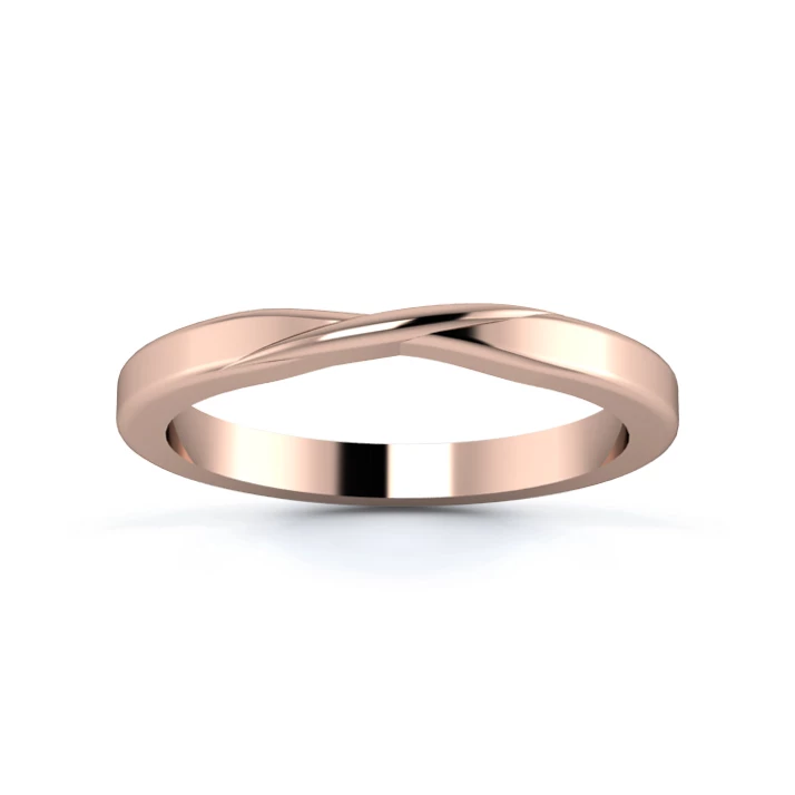 18K Rose Gold 2.2mm Ribbon Wedding Ring