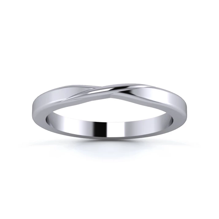 Platinum 950 2.2mm Ribbon Wedding Ring