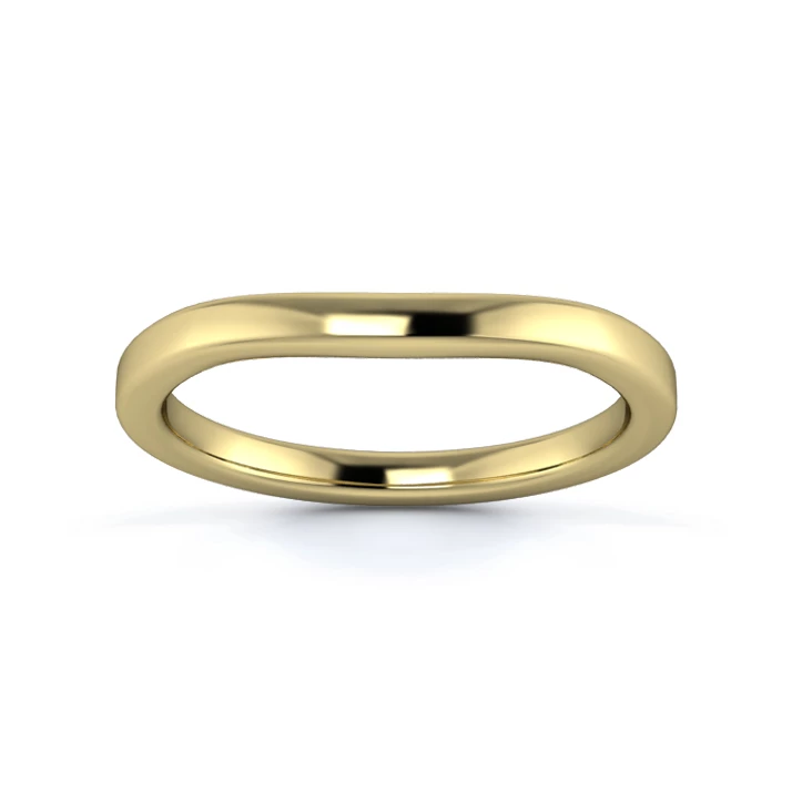 18K Yellow Gold 2mm Slight Wave Wedding Ring