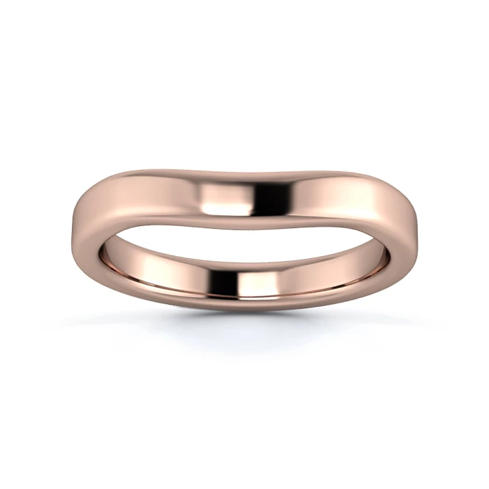 18K Rose Gold 3mm Slight Wave Wedding Ring