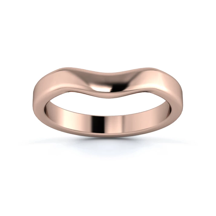 18K Rose Gold 3mm Gentle Wave Wedding Ring