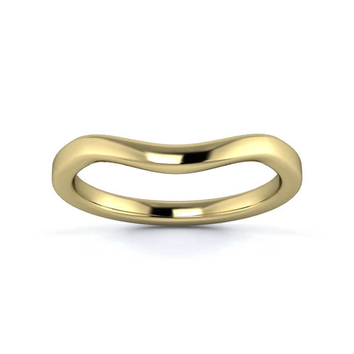 18K Yellow Gold 2mm Dramatic Wave Wedding Ring