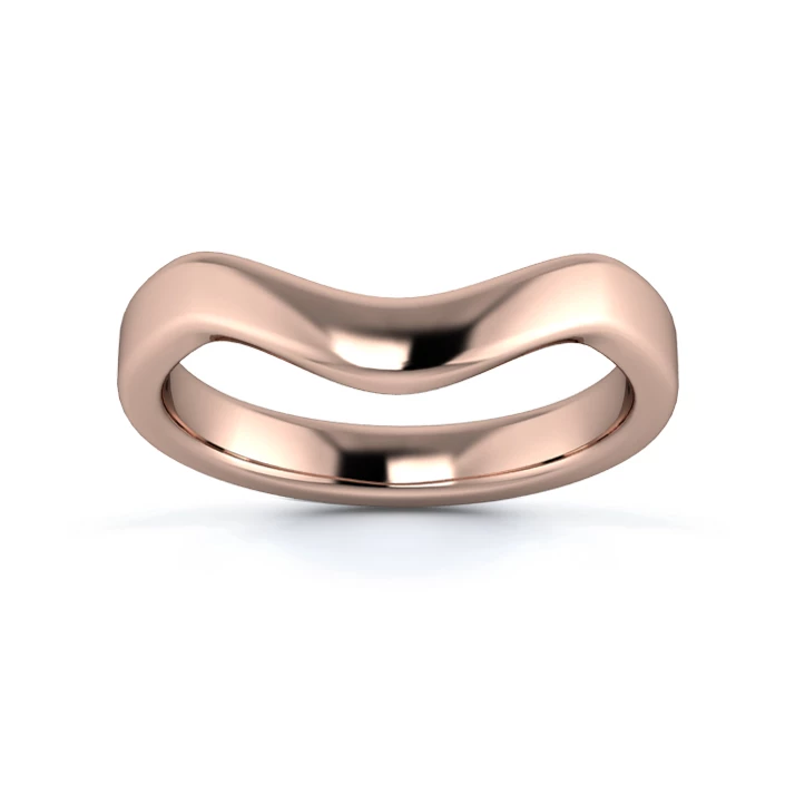 18K Rose Gold 3mm Dramatic Wave Wedding Ring