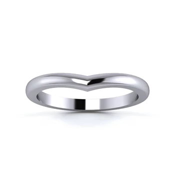 18K White Gold 2mm Wishbone Wedding Ring