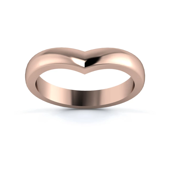 18K Rose Gold 3mm Wishbone Wedding Ring
