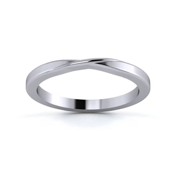 18K White Gold 2mm Ribbon Wedding Ring