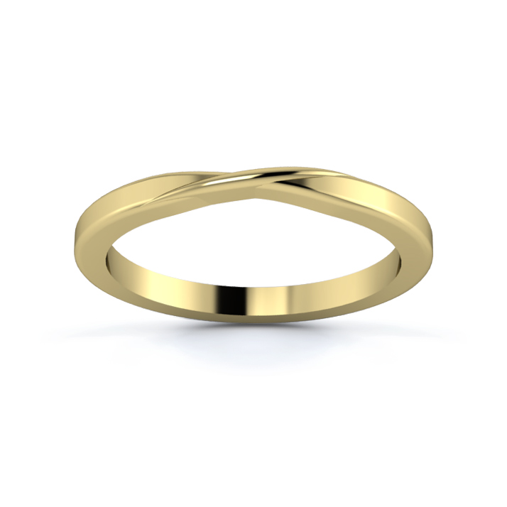 18K Yellow Gold 2mm Ribbon Wedding Ring