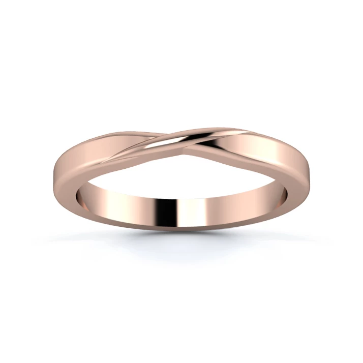 18K Rose Gold 2.5mm Ribbon Wedding Ring