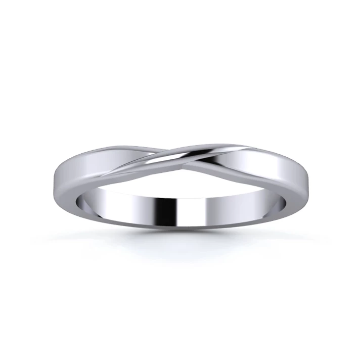 18K White Gold 2.5mm Ribbon Wedding Ring