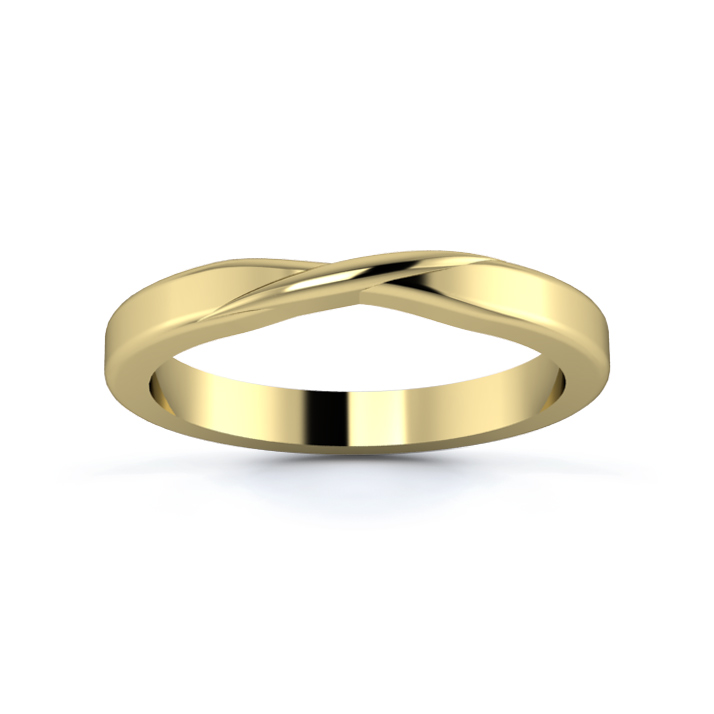 18K Yellow Gold 2.5mm Ribbon Wedding Ring