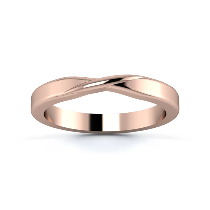 18K Rose Gold 2.7mm Ribbon Wedding Ring