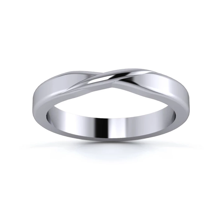 18K White Gold 3mm Ribbon Wedding Ring