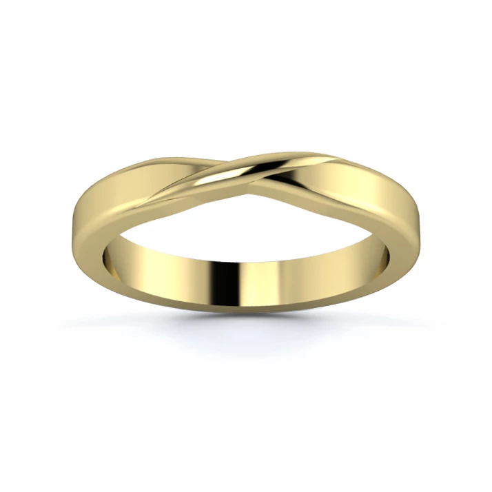18K Yellow Gold 3mm Ribbon Wedding Ring