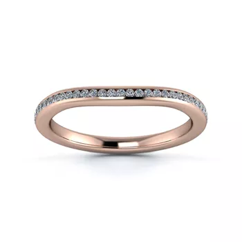 18K Rose Gold 2mm Slight Wave Half Channel Diamond Set Ring