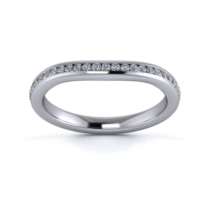 Platinum 2.2mm Slight Wave Half Channel Diamond Set Ring