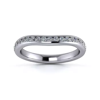 18K White Gold 2.5mm Slight Wave Half Channel Diamond Set Ring