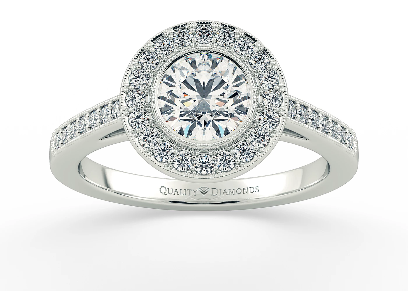 Diamond Set Round Brilliant Dante Diamond Ring in Platinum