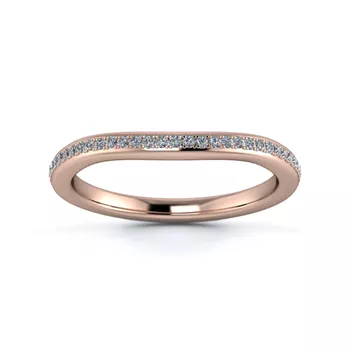 18K Rose Gold 2mm Slight Wave Half Grain Diamond Set Ring