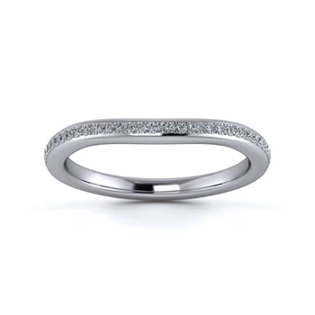 Platinum 2mm Slight Wave Half Grain Diamond Set Ring