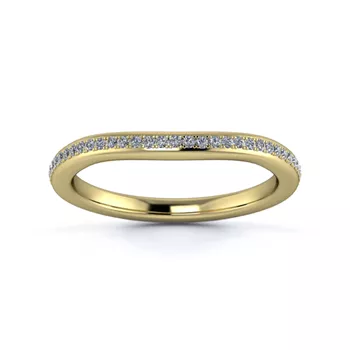 18K Yellow Gold 2mm Slight Wave Half Grain Diamond Set Ring