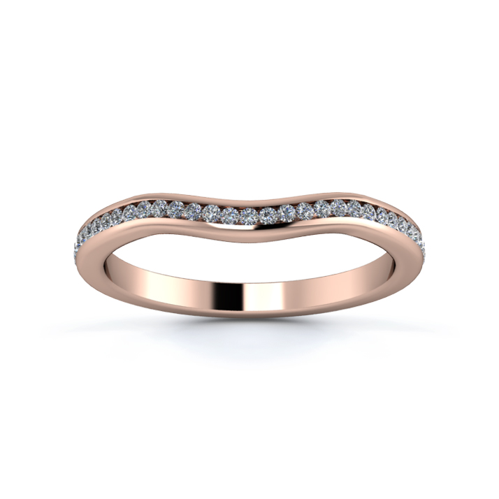18K Rose Gold 2mm Gentle Wave Half Channel Diamond Set Ring