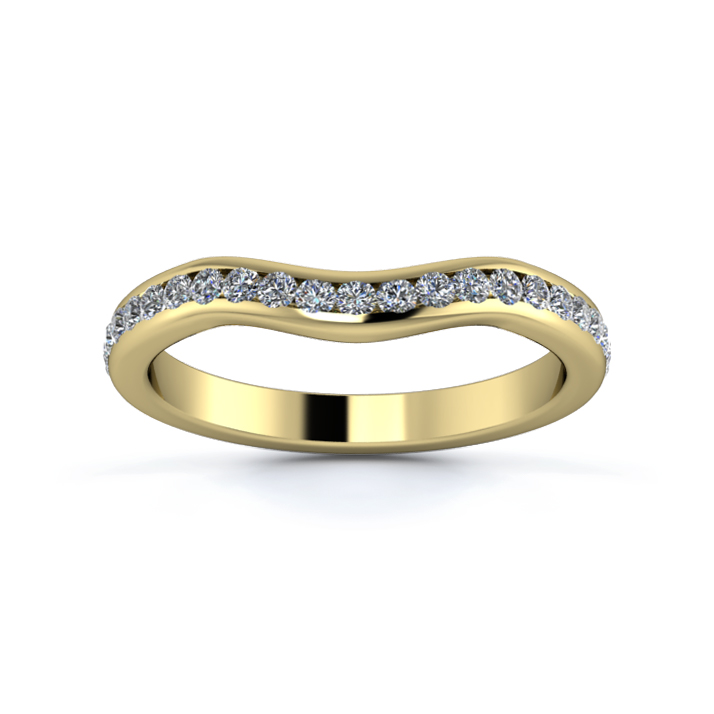 18K Yellow Gold 2.5mm Gentle Wave Half Channel Diamond Set Ring