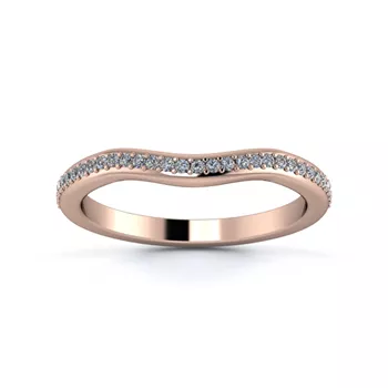 18K Rose Gold 2mm Gentle Wave Half Grain Diamond Set Ring