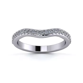 18K White Gold 2.5mm Gentle Wave Half Grain Diamond Set Ring