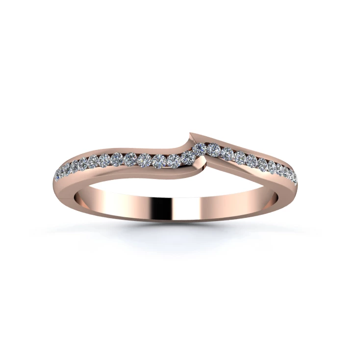 18K Rose Gold 2mm Fitted Half Channel Diamond Set Ring