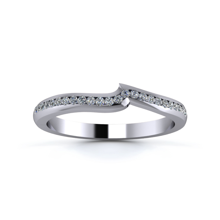 18K White Gold 2mm Fitted Half Channel Diamond Set Ring