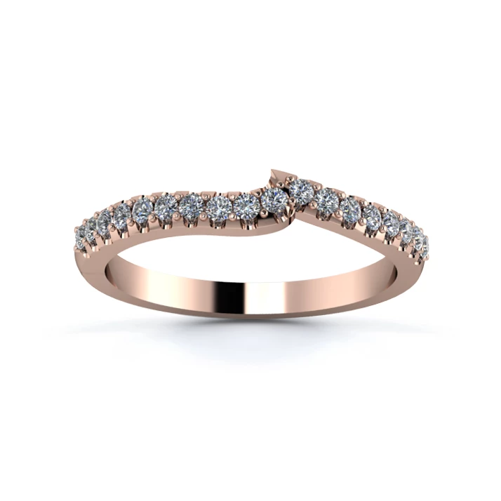18K Rose Gold 2mm Fitted Half Micro Diamond Set Ring