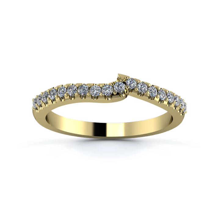 18K Yellow Gold 2mm Fitted Half Micro Diamond Set Ring