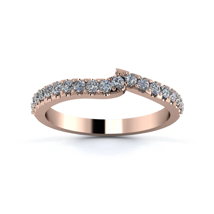 18K Rose Gold 2.2mm Fitted Half Micro Diamond Set Ring