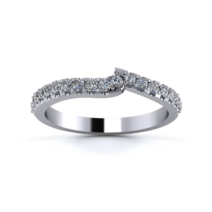 18K White Gold 2.2mm Fitted Half Micro Diamond Set Ring